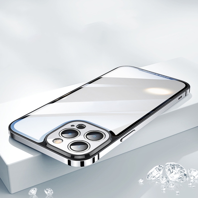 

HD Transparent Glass Phone Case For iPhone 13 Pro(Silver)