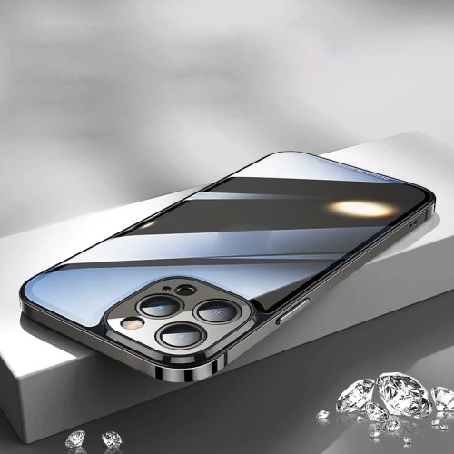 

HD Transparent Glass Phone Case For iPhone 13 Pro Max(Black)