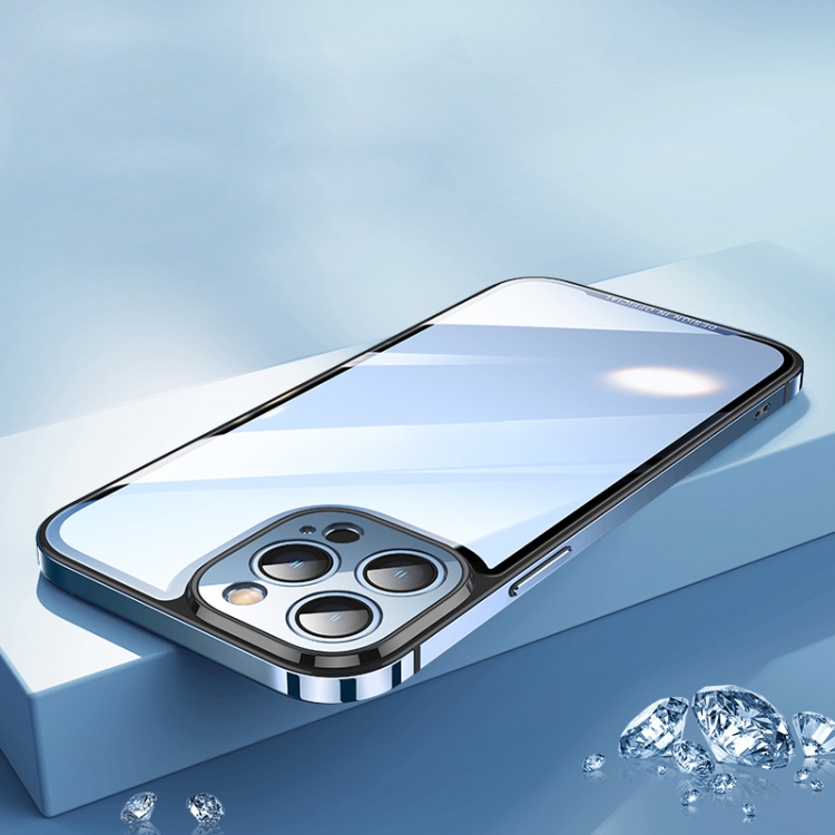 

HD Transparent Glass Phone Case For iPhone 13 Pro Max(Yuanfeng Blue)