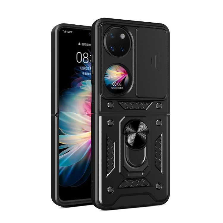 

For Huawei P50 Pocket Sliding Camera Design TPU + PC Phone Case(Black)