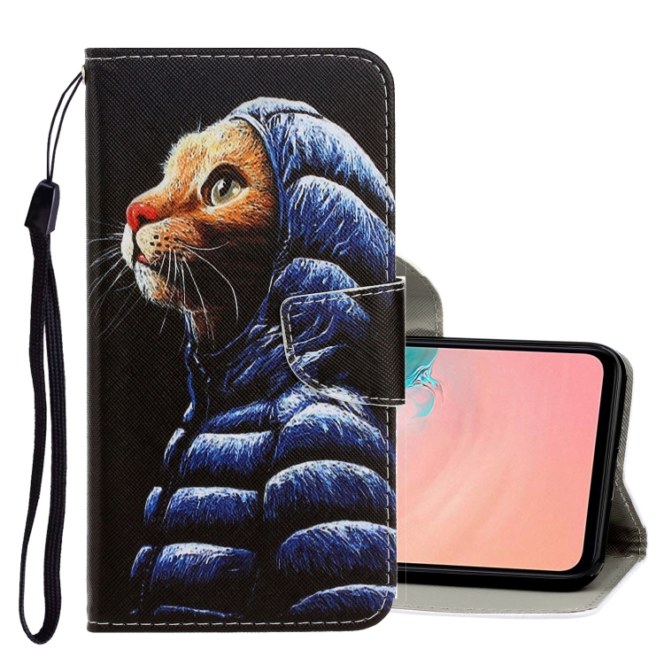 

For Galaxy S20 3D Colored Drawing Horizontal Flip PU Leather Case with Holder & Card Slots & Wallet(Down Jacket Cat)