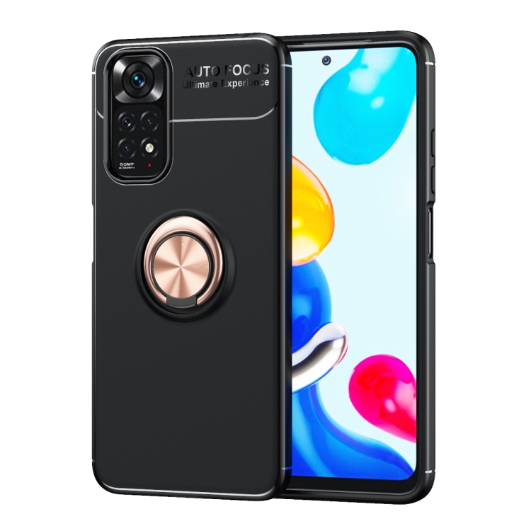 

For Xiaomi Redmi Note 11 4G International Version Metal Ring Holder TPU Phone Case(Black Rose Gold)