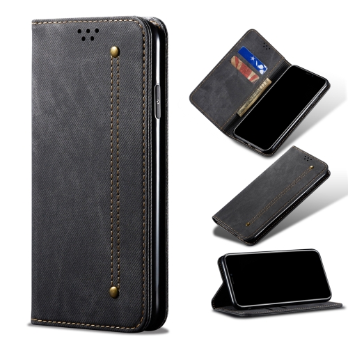 

For Xiaomi Redmi Note 11S / Note 11 Foreign Version Denim Texture Flip Leather Phone Case(Black)