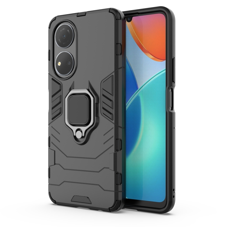 

For Honor Play 30 Plus Shockproof PC + TPU Holder Phone Case(Black)
