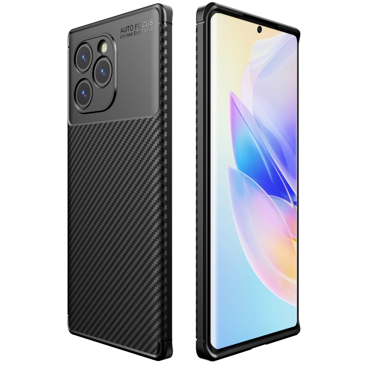 

For Honor 60 SE Carbon Fiber Texture TPU Phone Case(Black)