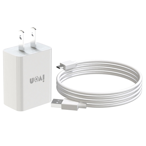 

IVON AD-33 2 in 1 2.1A Single USB Port Travel Charger + 1m USB to Micro USB Data Cable Set, US Plug(White)