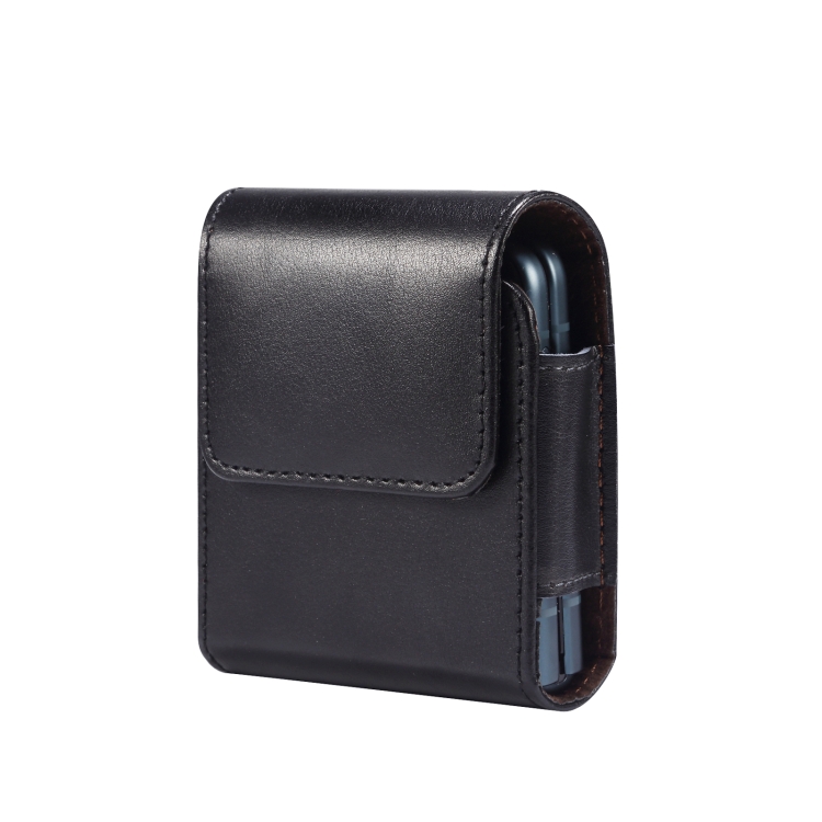 

For Huawei P50 Pocket Genuine Leather Waist Hanging Phone Case(Black)