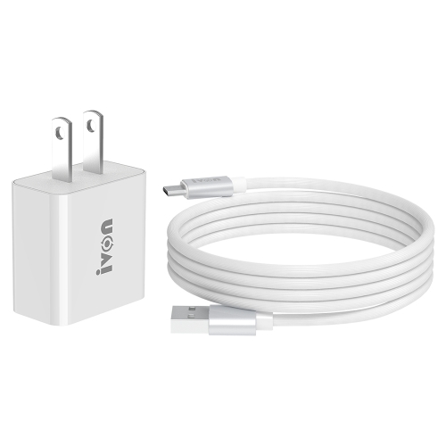 

IVON AD-35 2 in 1 18W QC3.0 USB Port Travel Charger + 1m USB to Micro USB Data Cable Set, US Plug(White)