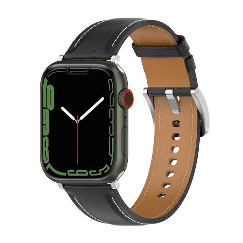 

Genuine Leather Watchband, Size: Large Size For Apple Watch Series 7 41mm / 6&SE&5&4 40mm / 3&2&1 38mm(Black)