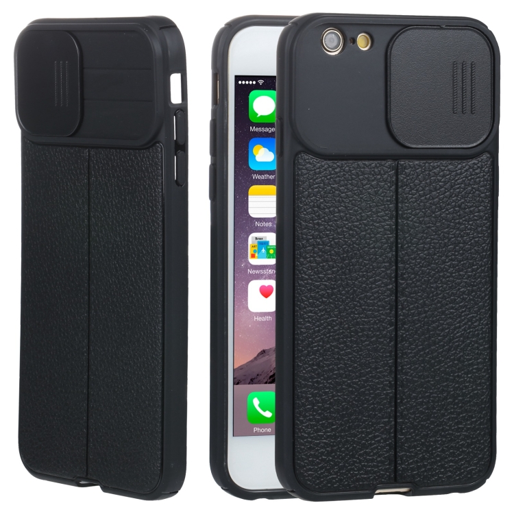 

Litchi Texture Sliding Camshield TPU Protective Phone Case For iPhone 6 Plus(Black)