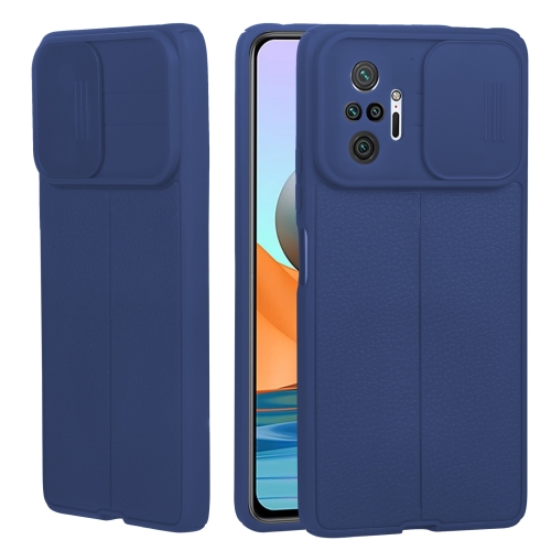 

For Xiaomi Redmi Note 10 Pro 4G Litchi Texture Sliding Camshield TPU Protective Phone Case(Blue)