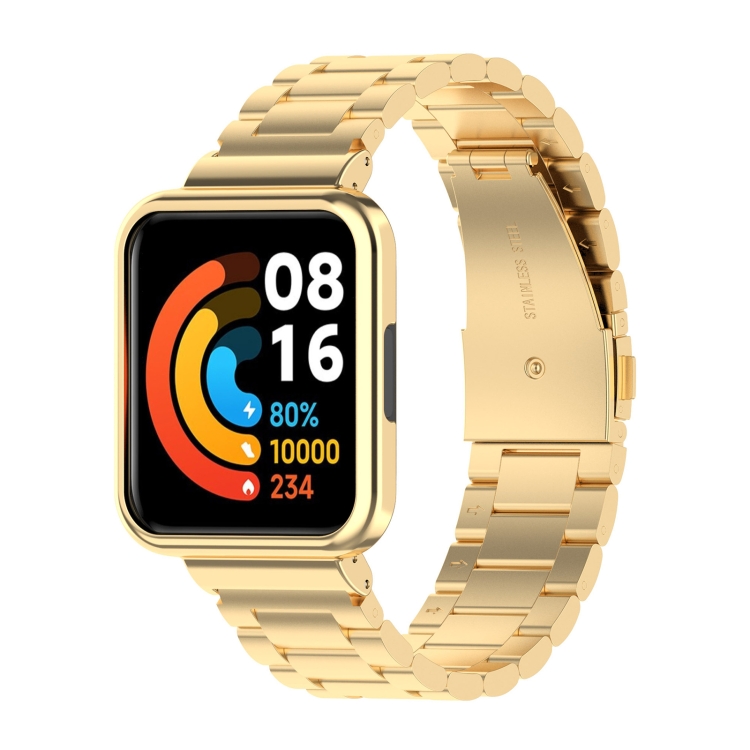 

Three-bead Steel Watch Band for Xiaomi Redmi Watch 2 Lite International Version(Gold)