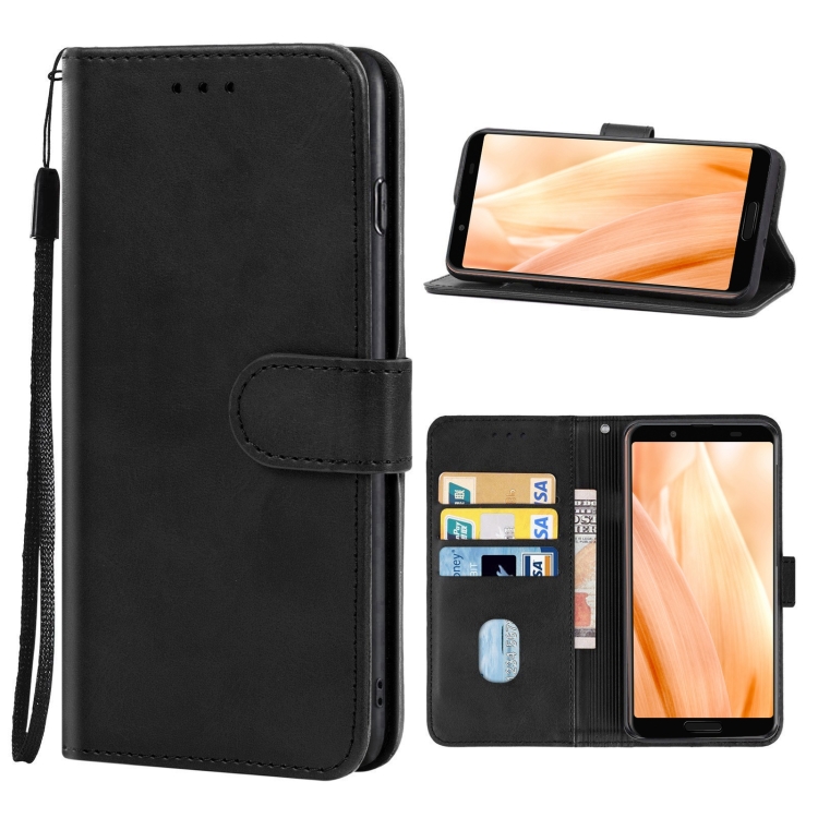 

Leather Phone Case For Sharp Aquos Sense3 Lite(Black)