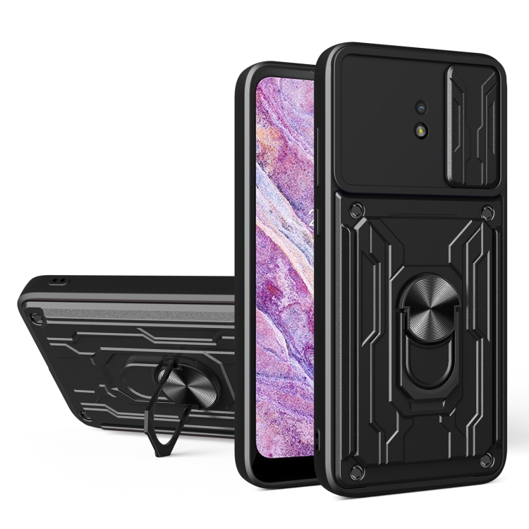 

For Nokia C10 Sliding Camshield Card Phone Case(Black)