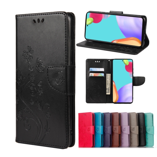 

For Samsung Galaxy A23 5G Butterfly Flower Pattern Flip Leather Phone Case(Black)