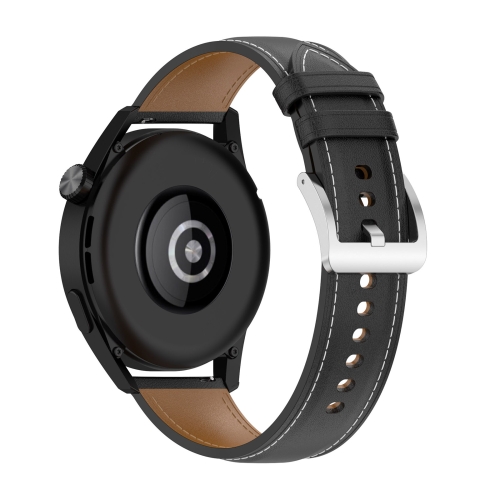 

22mm Genuine Leather Watch Band for Huawei Watch GT3 46mm/GT2 46mm/Samsung Galaxy Watch3 45mm(Black)