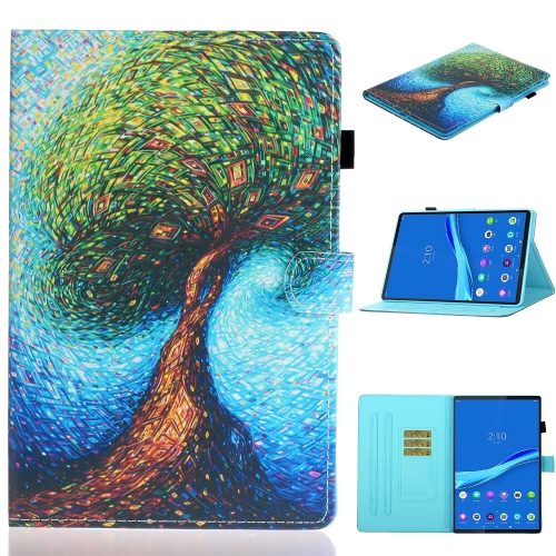 

For Samsung Galaxy Tab A8 10.5 2021 Painted Left and Right Flat Leather Tablet Case(Abstract Tree)