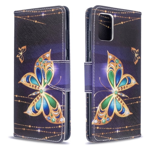 

For Galaxy A51 Colored Drawing Pattern Horizontal Flip Leather Case with Holder & Card Slots & Wallet(Golden Butterfly)