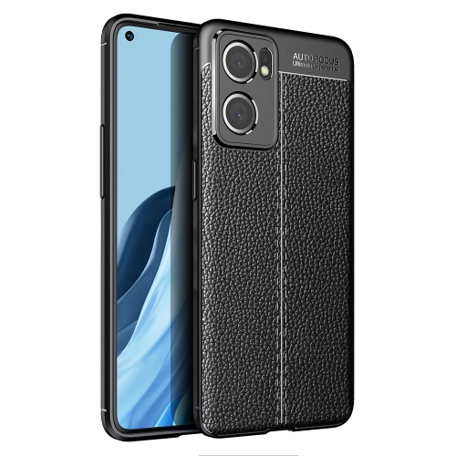 

For OPPO Reno7 International Version Litchi Texture TPU Shockproof Phone Case(Black)