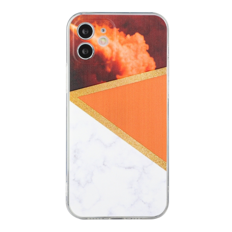

Stitching Marble TPU Phone Case For iPhone 12(Orange)