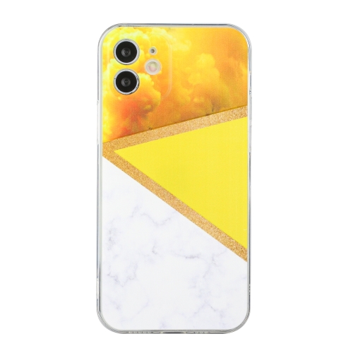 

Stitching Marble TPU Phone Case For iPhone 12 mini(Yellow)