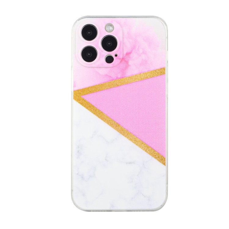 

Stitching Marble TPU Phone Case For iPhone 12 Pro Max(Pink)