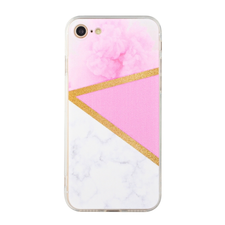 

Stitching Marble TPU Phone Case For iPhone SE 2022 / SE 2020 / 8 / 7(Pink)