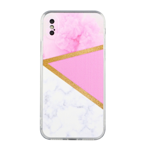 

Stitching Marble TPU Phone Case For iPhone XS / X(Pink)