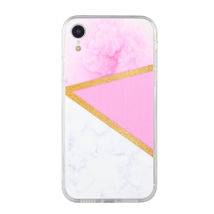 

Stitching Marble TPU Phone Case For iPhone XR(Pink)