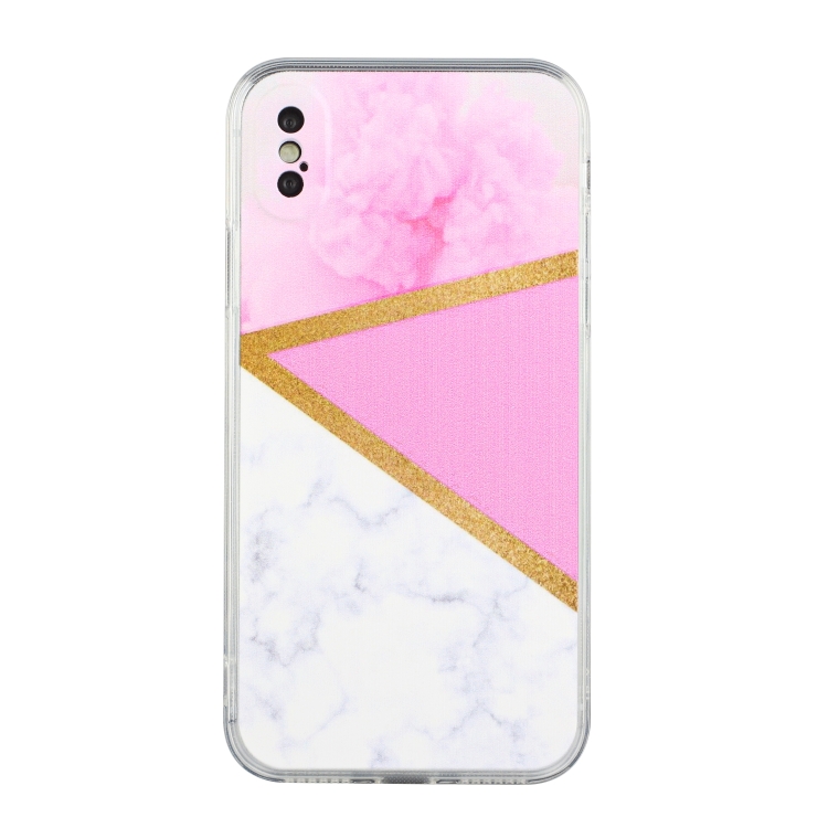 

Stitching Marble TPU Phone Case For iPhone XS Max(Pink)
