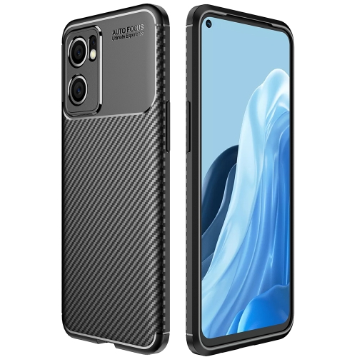 

For OPPO Reno7 International Version Carbon Fiber Texture Shockproof TPU Phone Case(Black)