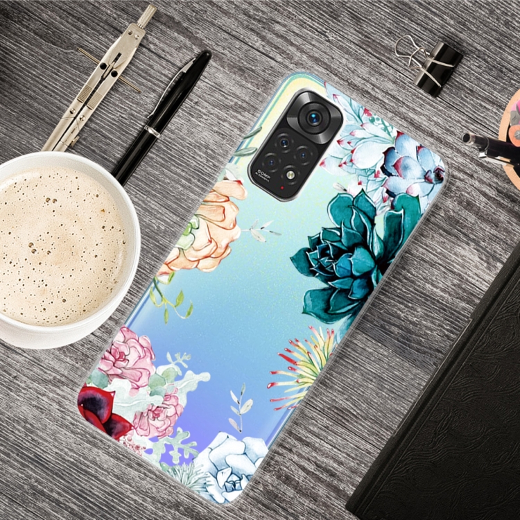 

For Xiaomi Redmi Note 11 Global / Note 11S Painted Transparent TPU Phone Case(Gem Flower)