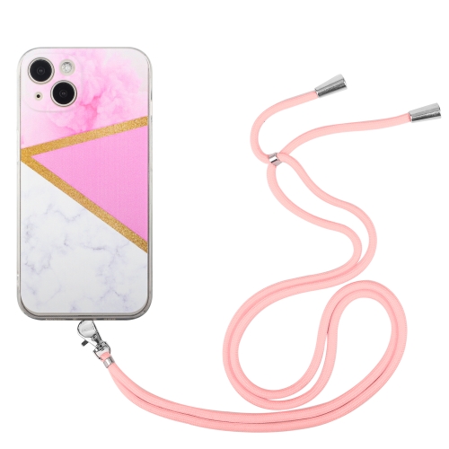 

Lanyard Stitching Marble TPU Case For iPhone 13(Pink Marble)