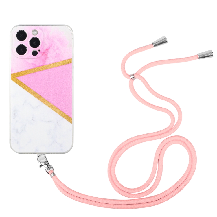 

Lanyard Stitching Marble TPU Case For iPhone 12 Pro(Pink Marble)