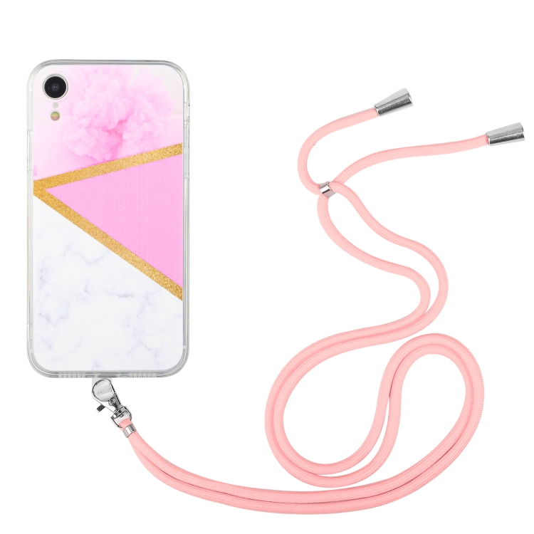 

Lanyard Stitching Marble TPU Case For iPhone XS Max(Pink Marble)
