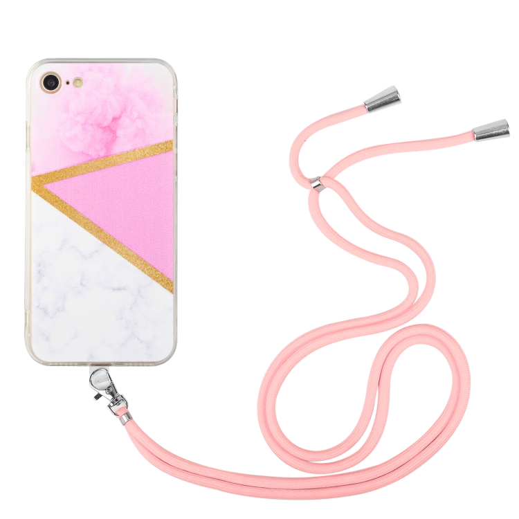 

Lanyard Stitching Marble TPU Case For iPhone 7 / 8 / SE 2022 / SE 2020(Pink Marble)