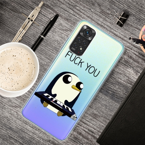 

For Xiaomi Redmi Note 11 Global / Note 11S Painted Transparent TPU Phone Case(Penguin)