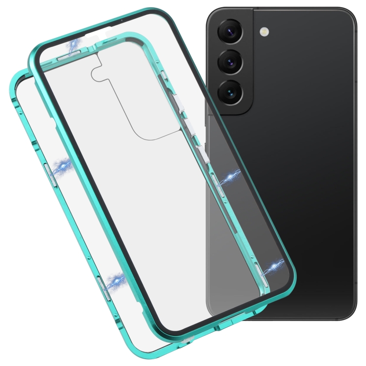 

For Samsung Galaxy S22 5G HD Magnetic Metal Tempered Glass Phone Case(Green)