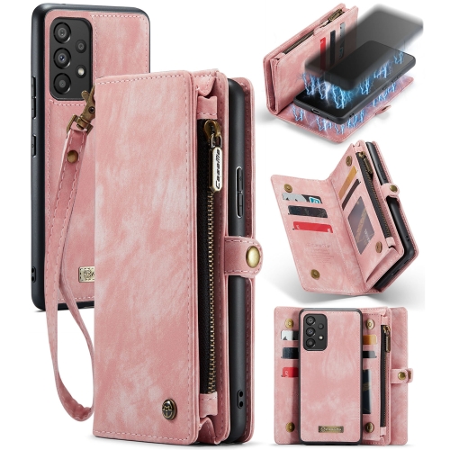 

For Samsung Galaxy A53 5G CaseMe-008 Detachable Multifunctional Horizontal Flip Leather Case (Pink)