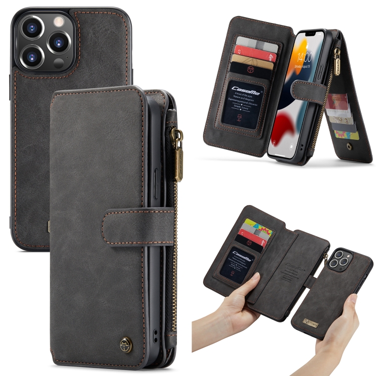 

CaseMe 007 Multifunctional Detachable Billfold Phone Leather Case For iPhone 13 Pro Max(Black)