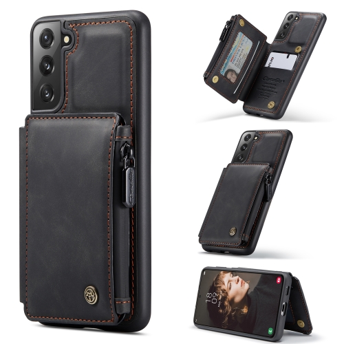 

For Samsung Galaxy S21 FE 5G CaseMe C20 Multifunctional Leather Phone Case with Holder & Card Slot & Wallet(Black)