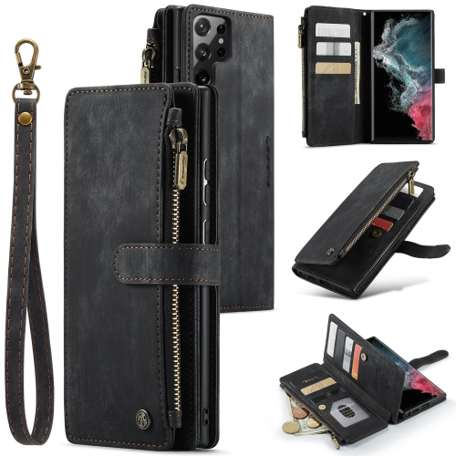 

For Samsung Galaxy S22 Ultra 5G CaseMe C30 Multifunctional Phone Leather Case with Holder & Card Slot & Wallet(Black)