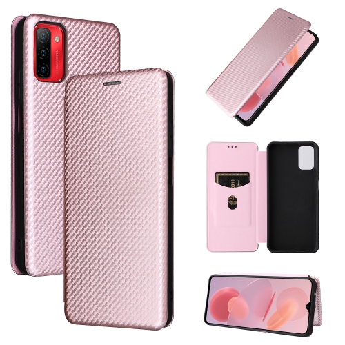 

For Ulefone Note 12P Carbon Fiber Texture Magnetic Horizontal Flip PU Phone Case(Pink)