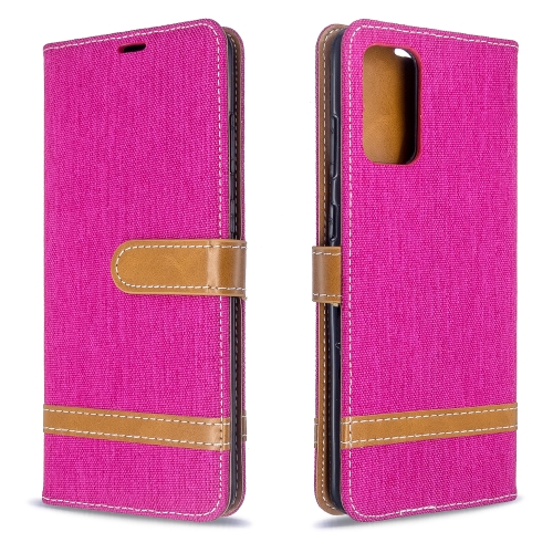 

For Galaxy S20 Ultra Color Matching Denim Texture Horizontal Flip PU Leather Case with Holder & Card Slots & Wallet & Lanyard(Rose Red)