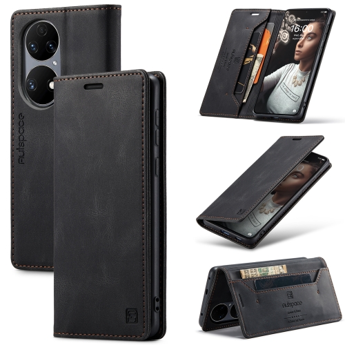 

For Huawei P50 AutSpace A01 Skin-feel Crazy Horse Leather Phone Case(Black)