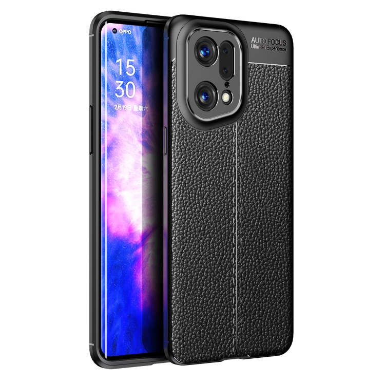 

For OPPO Find X5 Pro Litchi Texture TPU Shockproof Phone Case(Black)
