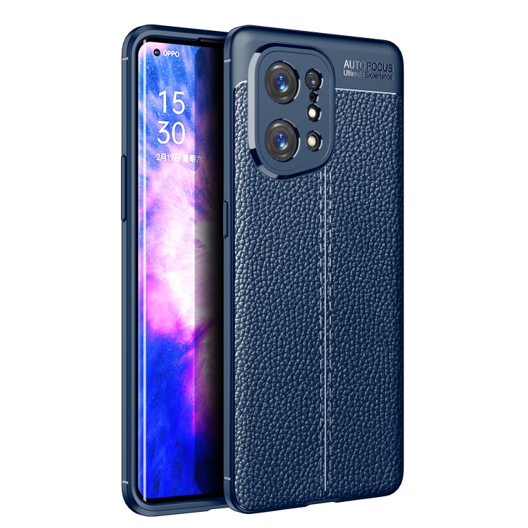 

For OPPO Find X5 Litchi Texture TPU Shockproof Phone Case(Blue)