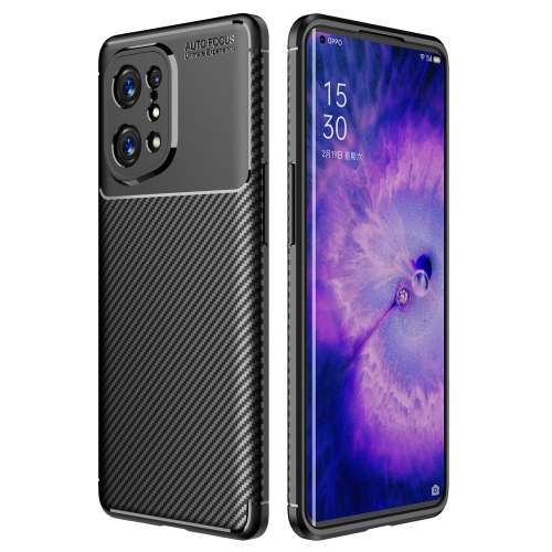 

For OPPO Find X5 Carbon Fiber Texture Shockproof TPU Phone Case(Black)