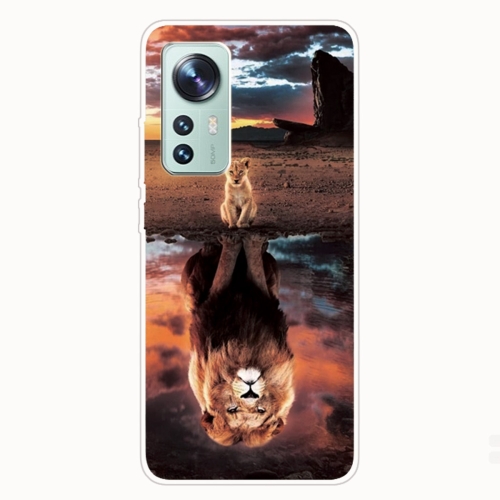 

For Xiaomi 12 Pro Painted Transparent Shockproof TPU Protective Phone Case(Desert Lion)