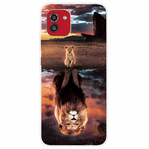 

For Samsung Galaxy A03 International Version Shockproof Painted Transparent TPU Protective Phone Case(Desert Lion)